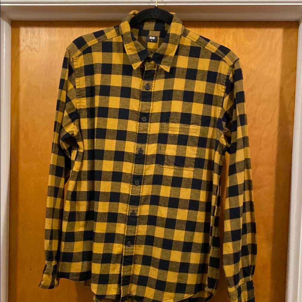 Men's Black and Yellow Checkered Shirt
